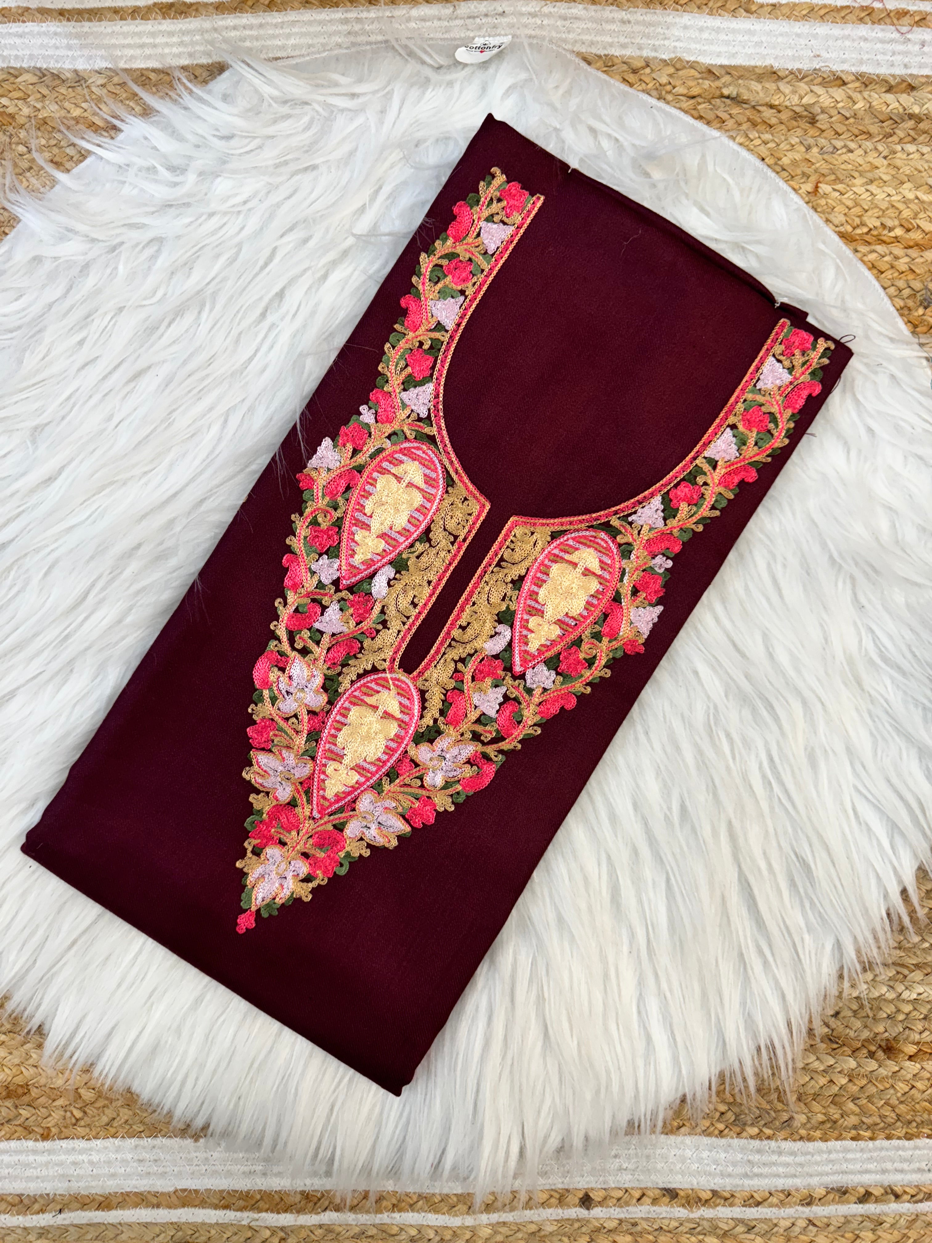 Saira pashmina Kashmiri embroidered co-ord sets