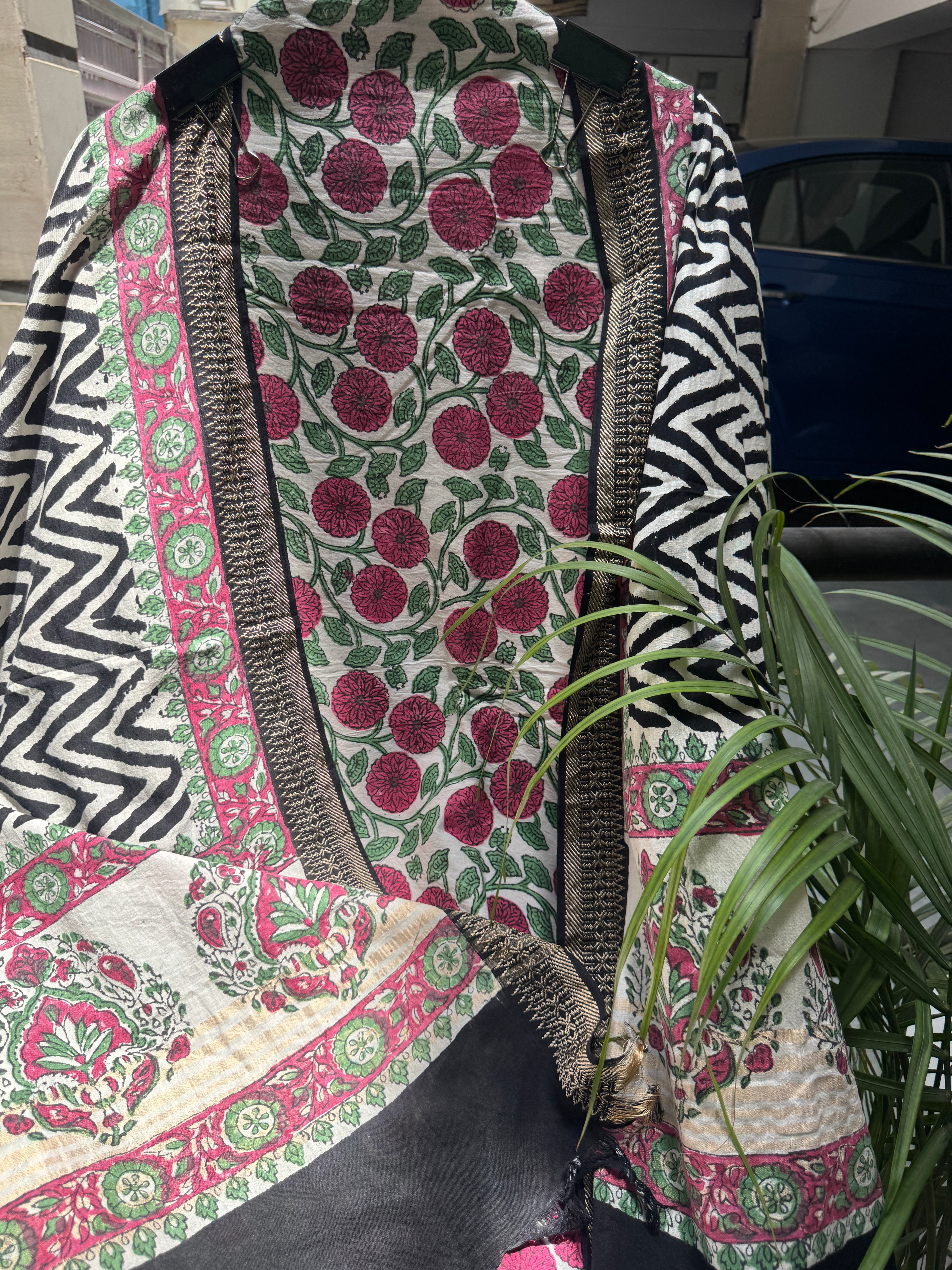 Rose noir cotton suit set