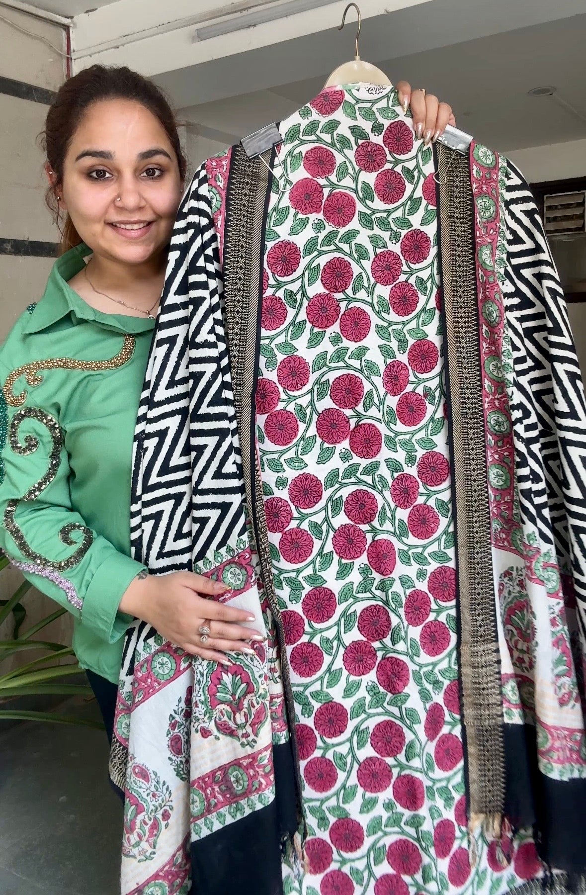 Rose noir cotton suit set