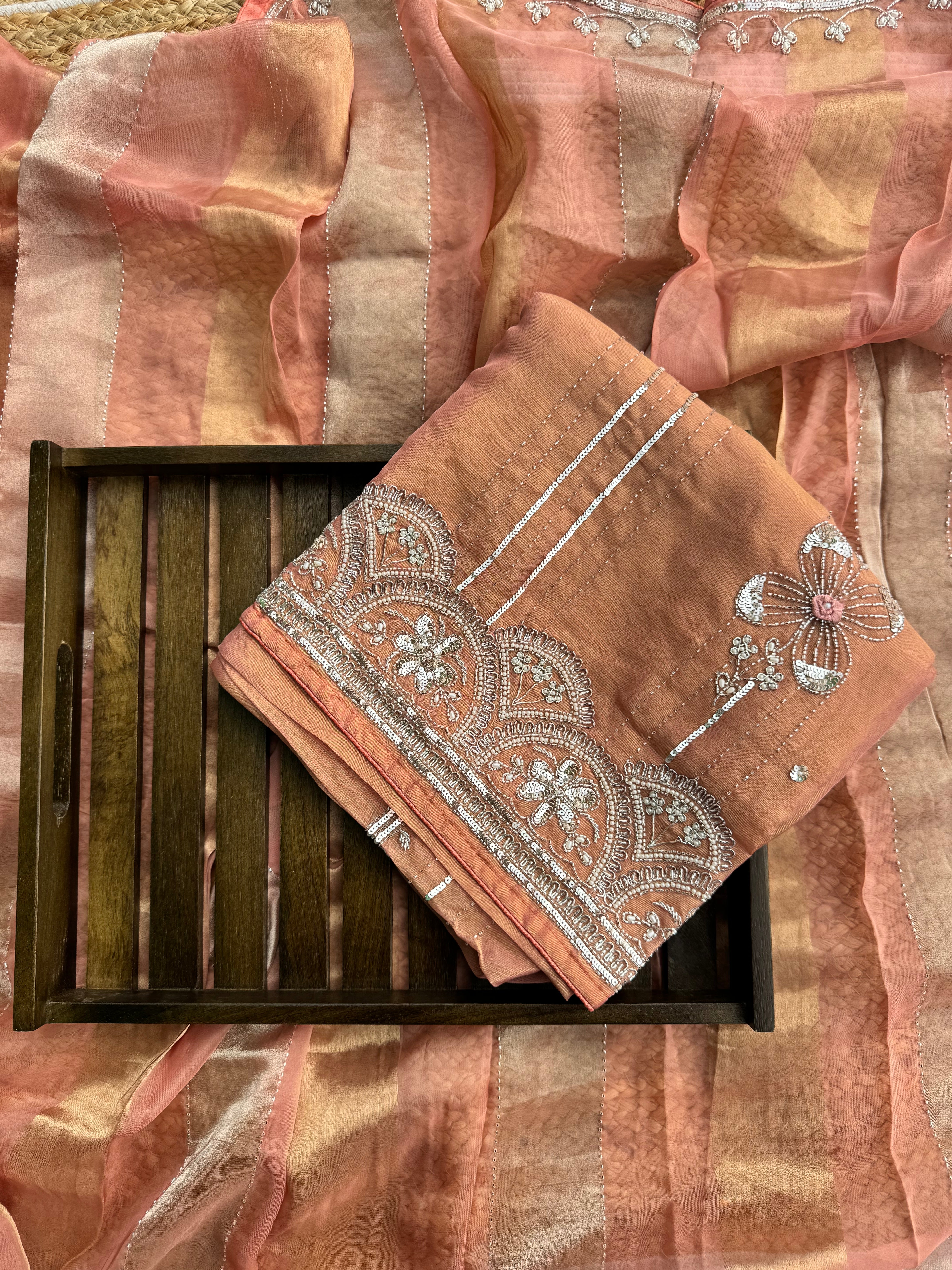 Chaand tissue hand embroidered suit set