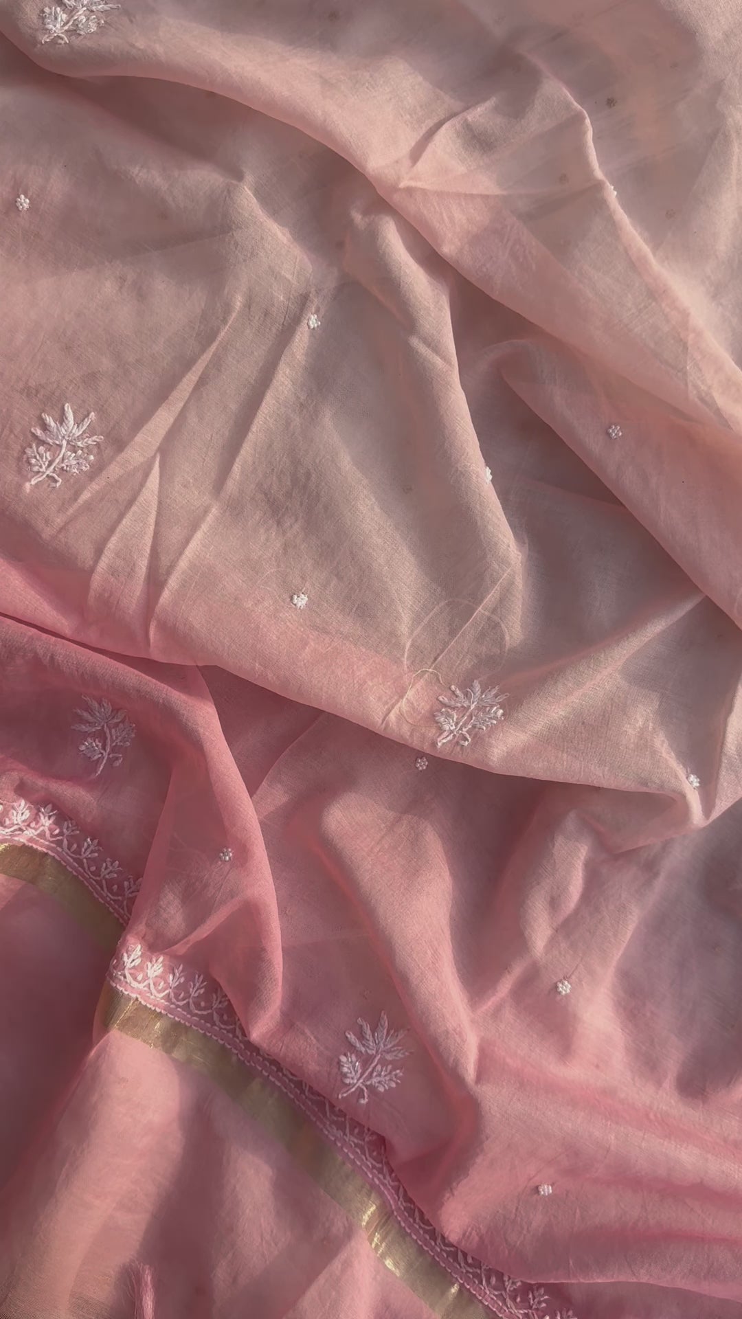 Blush pure Mulmul Lucknowi suit set