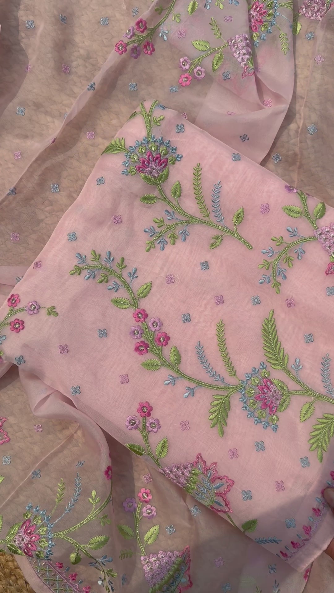 Bloom organza embroidered suit set